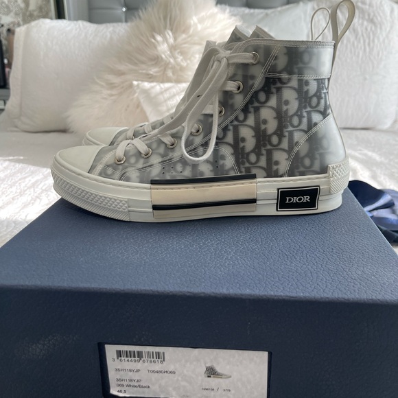 Dior B23 High-Top Sneaker White and Black Oblique Canvas 40.5 - Picture 10 of 16
